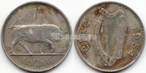 монета Ирландия 1 шиллинг 1954 год