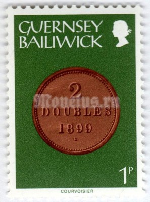 марка Гернси 1 пенни "Two Doubles, 1899" 1979 год