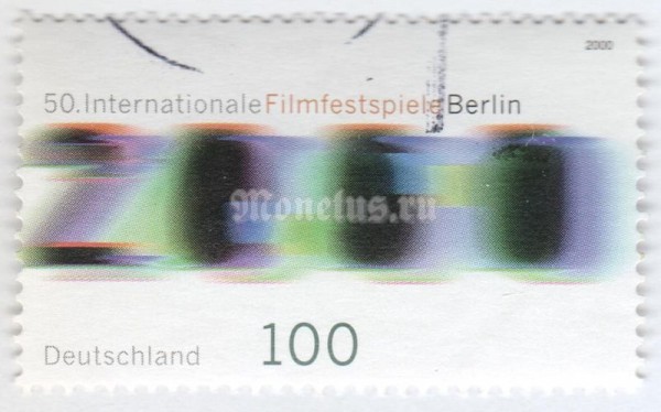 марка ФРГ 100 пфенниг "50th International Film Festival Berlin" 2000 год Гашение