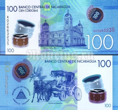 бона Никарагуа 100 кордоба 2015 год пластик