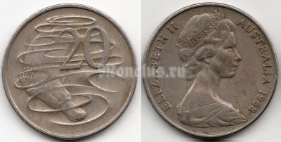 монета Австралия 20 центов 1968 год