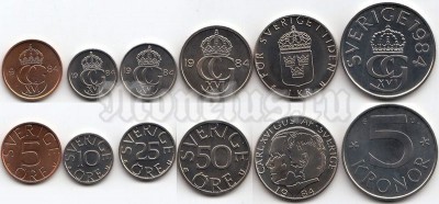 Швеция набор из 6-ти монет 1984 год