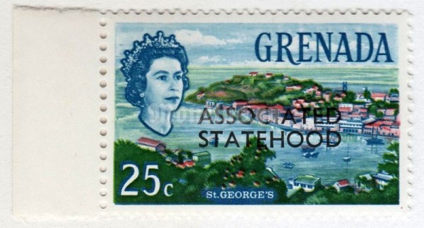 марка Гренада 25 центов "St.George's (overprinted)**" 1967 год