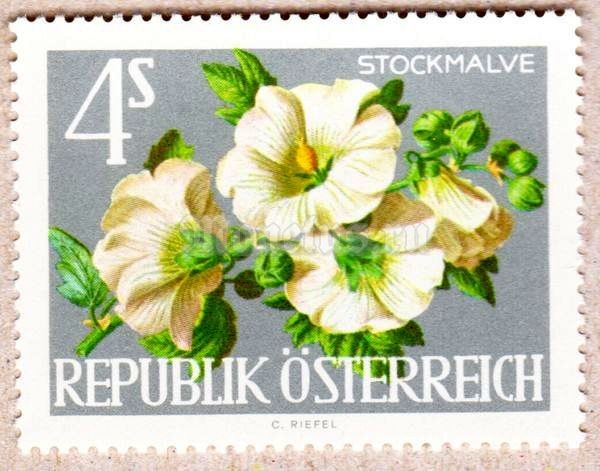 марка Австрия 4 Австрийских шиллинга "Алтей розовый" 1964 год