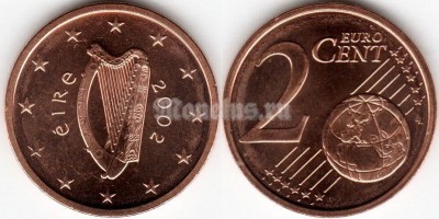 монета Ирландия 2 евроцента 2002 год