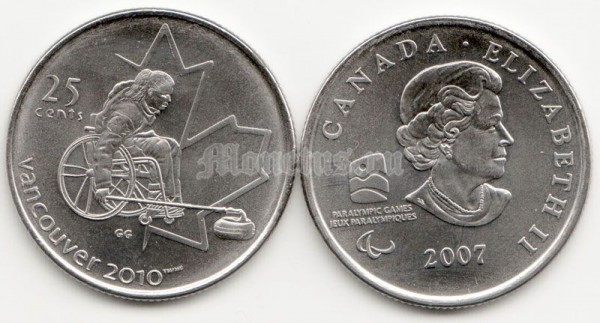 Канада 25 центов 2007 год X Зимние Паралимпийские Игры 2010 год в Ванкувере керлинг