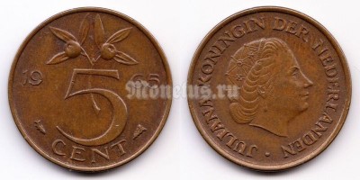 монета Нидерланды 5 центов 1965 год