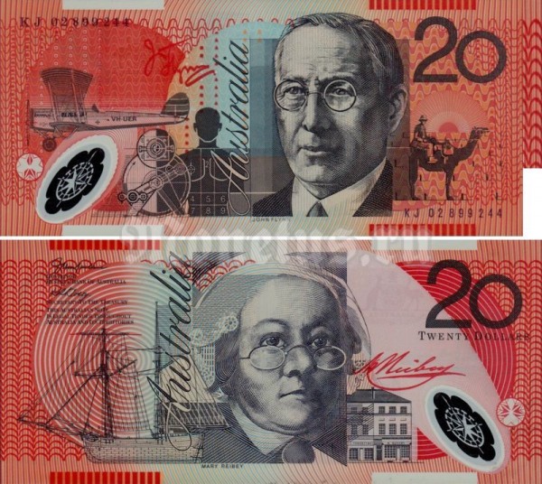 банкнота Австралия 20 долларов 2002 - 2013 год, пластик