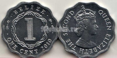 монета Белиз 1 цент 2010 год