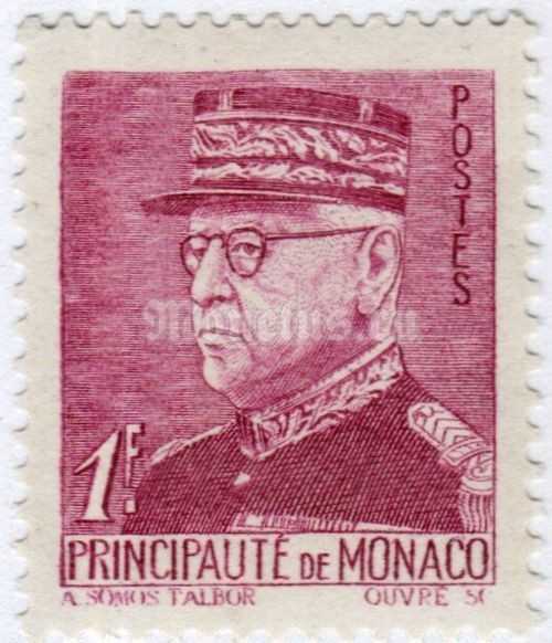 марка Монако 1 франк "Prince Louis II (1870-1949)" 1941 год
