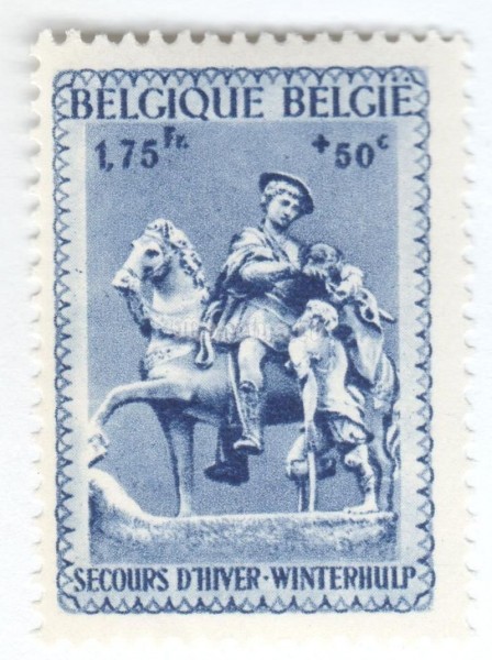 марка Бельгия 1,75+0,50 франка "Statue of St. Martin" 1941 год