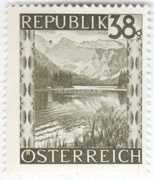 марка Австрия 38 грош "Langbath Lake (Upper Austria)" 1946 год