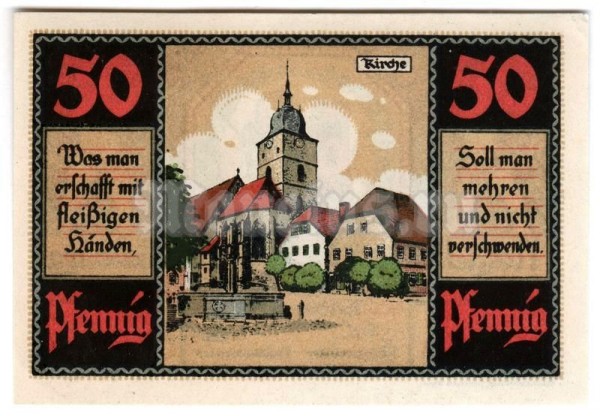 Нотгельд Германия 50 пфеннигов 1921 год Heldburg, тип 4