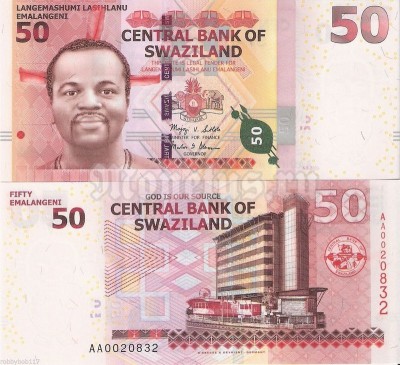 Банкнота Свазиленд 50 лилангели 2010 год, серия АА