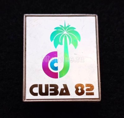 Значок Куба Cuba 1982 Центральноамериканские и Карибские игры 1982, ситалл зеркальный стекло