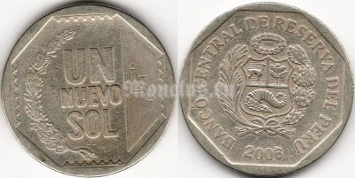 монета Перу 1 новый соль 2006 год