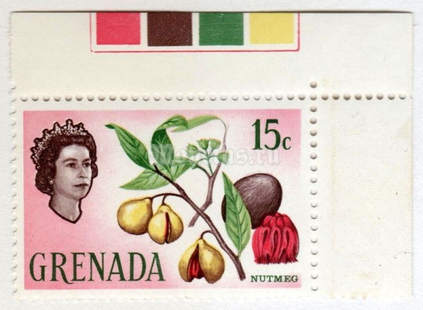 марка Гренада 15 центов "Nutmeg" 1966 год