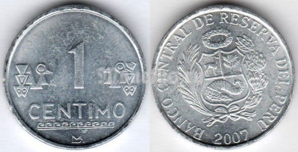 монета Перу 1 сентимо 2007 год