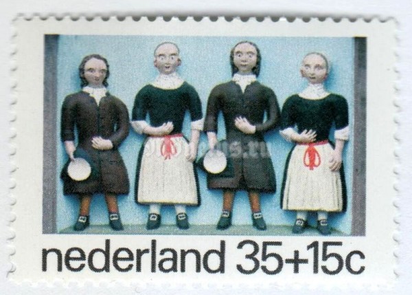 марка Нидерланды 35+15 центов "Ornamental Stones: orphans (1785)" 1975 год