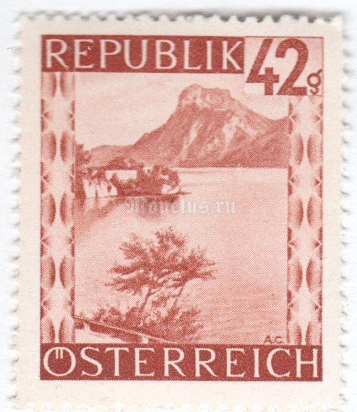 марка Австрия 42 грош "Traunsee (Upper Austria)" 1946 год