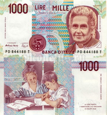 бона Италия 1 000 лир 1990-1998 год
