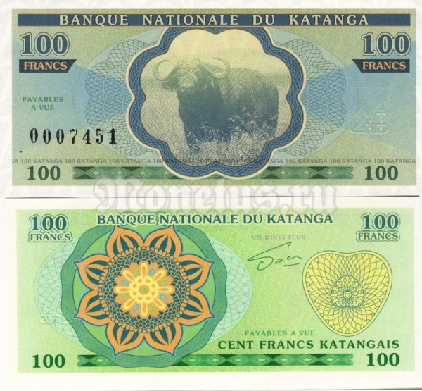 бона Катанга 100 франков 2016 год