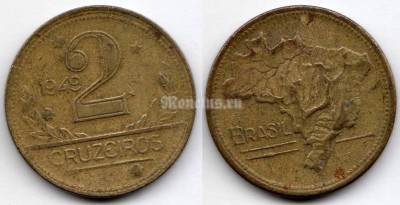 монета Бразилия 2 крузейро 1949 год