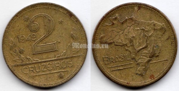 монета Бразилия 2 крузейро 1949 год