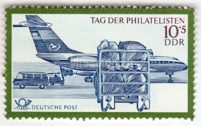 марка ГДР 10+5 пфенниг "Mail plane" 1971 год 