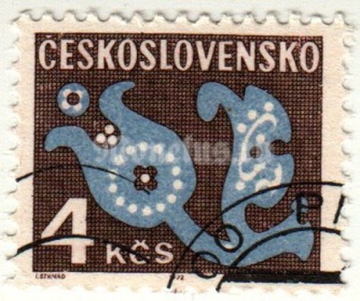 марка Чехословакия 4 кроны "Доплатные" 1972 год
