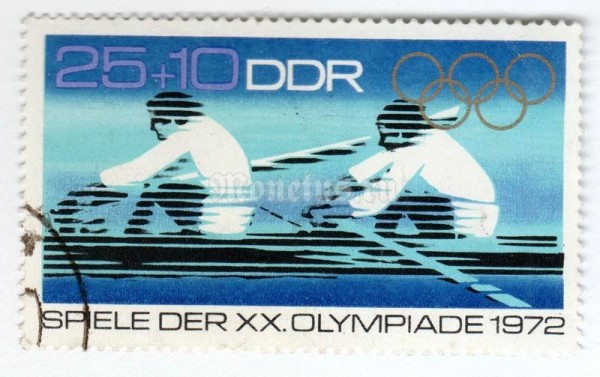 марка ГДР 25+10 пфенниг "Rowing" 1972 год Гашение