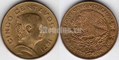 монета Мексика 5 сентаво 1971 год