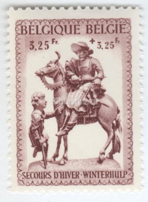 марка Бельгия 3,25+3,25 франка "Statue of St. Martin" 1941 год