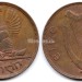 монета Ирландия 1 пенни 1942 год Глухарь