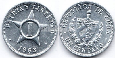 монета Куба 1 сентаво 1963 год