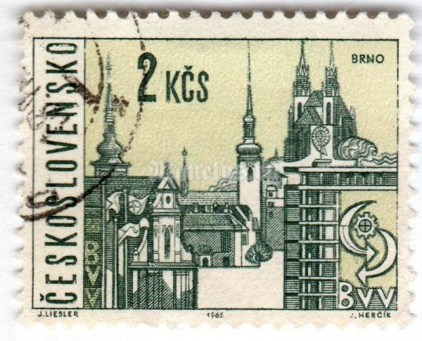марка Чехословакия 2 кроны "Brno" 1965 год Гашение