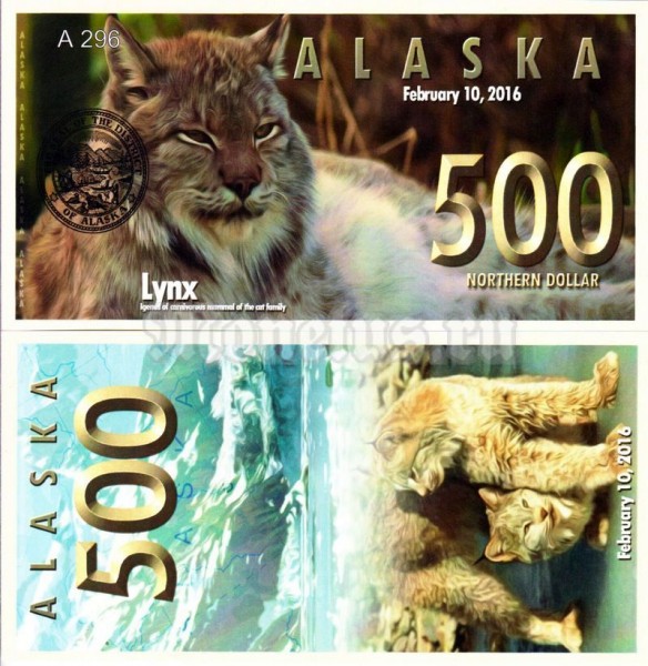бона Аляска 500 северных доллара 2016 год Рысь