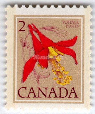 марка Канада 2 цента "Red Columbine, Aquilegia formosa" 1977 год