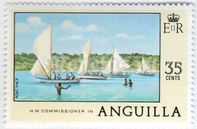 марка Ангилья 35 центов "Boat race" 1978 год