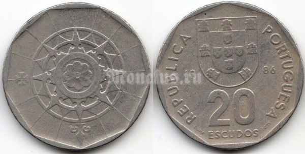 монета Португалия 20 эскудо 1986 год
