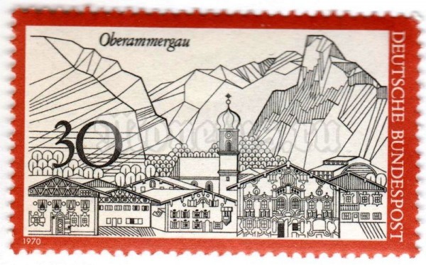 марка ФРГ 30 пфенниг "Oberammergau" 1970 год
