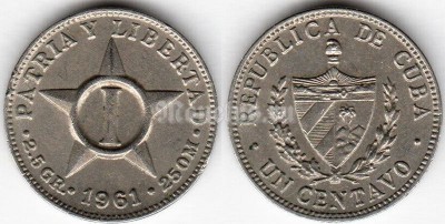 монета Куба 1 сентаво 1961 год