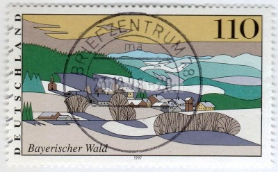 марка ФРГ 110 пфенниг "Bavarian Forest (Views from Germany)" 1997 год Гашение