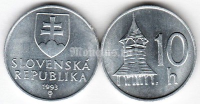 монета Словакия 10 геллеров 1993 год