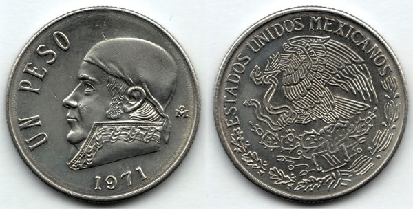 монета Мексика 1 песо 1971 года - Хосе Мария Морелос