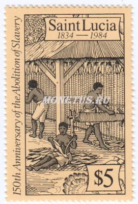 марка Сент-Люсия 5 долларов Отмена Рабства 1984 год