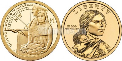 монета США 1 доллар 2014 год «Гостеприимство американских индейцев»