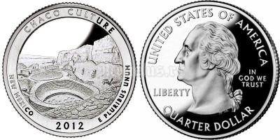 монета США 25 центов 2012 год Нью-Мехико национальный исторический парк Чако, 12-й