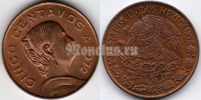 монета Мексика 5 сентаво 1972 год