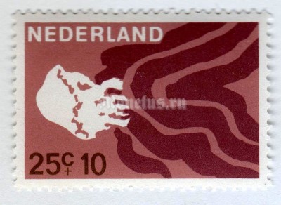 марка Нидерланды 25+10 центов "Barrel Jellyfish (Rhizostoma octopus)" 1967 год
